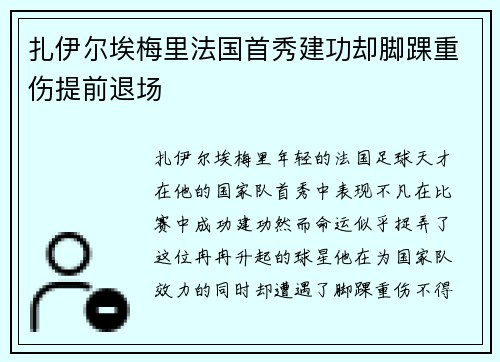 扎伊尔埃梅里法国首秀建功却脚踝重伤提前退场